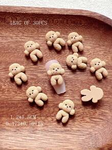 30 Pcs Cute Teddy Dog Shaped Resin Nail Art 3D Decorations