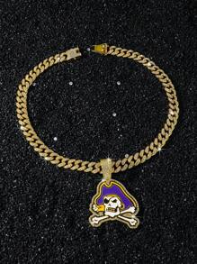 1pc Men's Fully Rhinestone Chain Hip-Hop Style Pirate Pendant Necklace, Boyfriend Gift