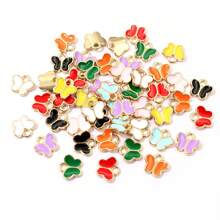 50 peças 8x8,5 mm pequenos pingentes de borboleta de liga multicoloridos para pulseiras colares acessórios para fazer joias faça você mesmo