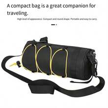 Adjustable Bike Handlebar Bag - Black, Multi-Compartment, Portable Front Frame Tube Bag For Cycling Essentials, Handlebar Mounted Bag, Smooth Cylindrical Design, Elastic Fixing System, Bicycle Bag