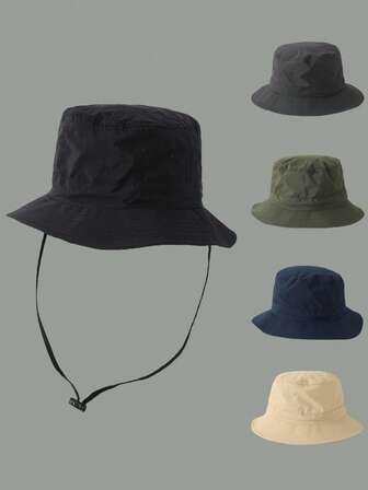 1 szt. Unisex Jednokolorowy Szybkoschnący Składany Ściągacz Regulowany Mały Rondo Swobodny Kapelusz Przeciwsłoneczny Na Piesze Wycieczki, Wędkarstwo
