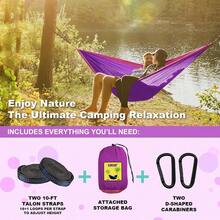 Hamaca de Camping Doble e Individual portátil con 2 Correas de árbol, Ideal para Senderismo, mochilero, Caza, al Aire última intervensión, Playa, Camping - Gris oscuro y azul cielo. - Ver 11