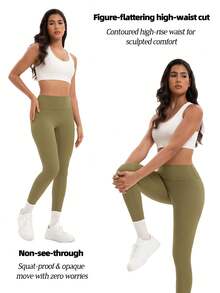 (5pcs High Waist Yoga Leggings) Women Fitness Leggings Running Cycling Pants, Stretchy & Breathable , No Perspective ,Tummy Control Design,  - Activewear For Indoor/Outdoor Workouts, Summer Workout Gym Clothing,Workout Pants|Sleek Leggings|Snug Fit Leggings Assort Colors - 5Pcs 5colors - 查看 4