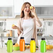 1/3/6 pièces Bouteilles en plastique réutilisables avec couvercles - Bouteilles de smoothie en plastique - Contenants de boissons vides en vrac avec bouchons pour boissons chaudes et froides, jus, boissons, eau, lait, smoothie et autres boissons, gingembre (200 ml/350 ml/500 ml)