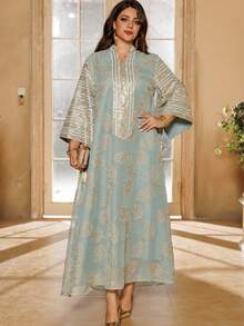 Vestido holgado con escote en V bordado con lentejuelas para mujeres