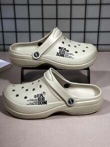 男士时尚百搭舒适透气镂空拖鞋，一脚蹬休闲沙滩人字拖 - 印花款 - 查看 4