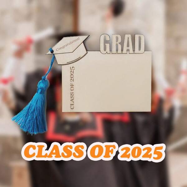 1pc 2025 Wooden Back-To-School Picture Frame, With Pink/Blue/Black Hanging Tassels, Gift For Friends, Kids, Back-To-School Present