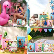 24 piezas/12 piezas/6 piezas/2 piezas Bolsas de regalo con temática hawaiana, bolsas de regalo de papel tropical para fiestas de cumpleaños y de género, suministros para fiestas hawaianas de verano, bolsas de regalo con asas adecuadas para decoraciones de fiesta de cumpleaños aloha