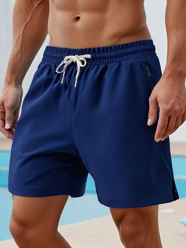 Pantalones cortos para hombre con cremallera antirrobo, ropa de playa casual