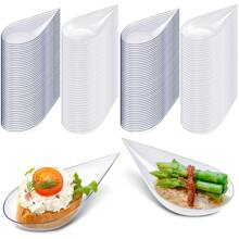 50/100/200 Stück 10cm Tropfen Mini-Vorspeiserteller, klare Plastikteller, Dessert- und Vorspeiserteller, kleine Servierteller für Nachmittagstee Mini-Desserts