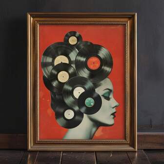 1pc Retro 1950s Vinyl Record Canvas Posters, Art Deco Classic Contemporary Style, Fashion Theme, Frameless Ink Art Print For Home Office, Living Room, Bedroom, Bathroom, Kitchen, Indoor & Outdoor Wall Hanging Decor, Creative Fun Wall Arts, Ideal Gift For Music Lovers