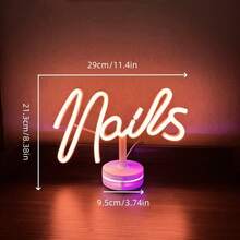 Luz de letreiro LED neon, luz de decoração para salão de beleza com base de toque, lâmpada de atmosfera para design de unhas