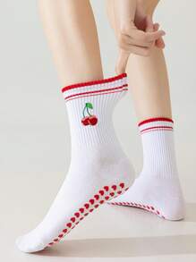 1 paire de chaussettes de yoga Pilates avec antidérapant pour femmes, chaussettes de ballet de longueur d'équipe, chaussettes d'hôpital pour l'entraînement, chaussettes mignonne en silicone résistantes à l'usure et antidérapantes, chaussettes respirantes style cerise pour l'été, chaussettes de danse de gym antidérapantes, chaussettes athlétiques d'équipe adhérentes, chaussettes de sport de fitness antidérapantes, cadeaux pour les amateurs de méditation 6/10/20 pièces