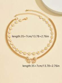 2 Stücke/Set Sommer Gänseblümchen Metall Schleifen Choker Halskette, Blumen Tropfen Öl Schmetterling Design Schmuck, geeignet für den täglichen Gebrauch
