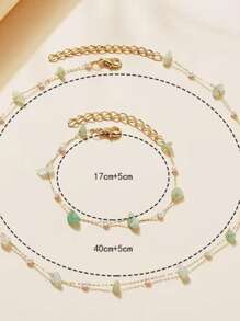 1 Set Fashionable Minimalist Beaded Necklace And Bracelet & Finger Ring Elegant Delicate Jewelry Set
