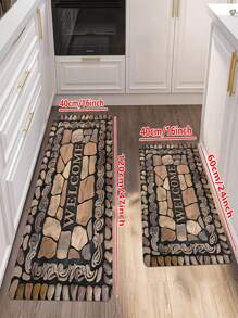 1/2pcs Welcome Home Pebble Printed Pattern Floor Mat - Non Slip Floor Mat, Suitable For Indoor/Outdoor Use, Perfect For Entranc Mats, Kitchen Mats, Laundry Room Mats, Bathroom Mats, Living Room Mats, Etc., Washable Area Mats