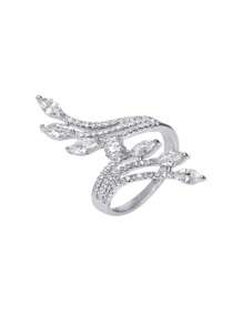 Gift Box Style Fashionable Glamour Angel Wing Cubic Zirconia Ring, Super Shiny Faux Diamond Suitable For Women Wedding, Party Wear And Holiday Gift