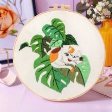 1 Stück Stickerei Set, 20x20cm Schönes Sonnenblumen Muster Handstickerei Set für Erwachsene Anfänger, inklusive Stoff, Anleitung, Stickrahmen und Fäden, Geschenk für Freunde und Familie, Handwerk für Büro zu Hause