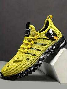 Plus Size Men's Casual Breathable Sports Running Shoes, Outdoor Fashion Solid Color Lightweight Training Sneakers