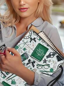 1 Pc Green Book Theme Book Cover With Zipper, Soft Cover Book Protector, Book Sleeve, Book Jacket, Book Bag, Washable Book Pouch, Multi-Function Book Storage Bag, Suitable For School, Students, Teachers, Book Lovers