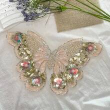 1pc Glittery Butterfly Embroidered Patch, Suitable For DIY Skirt, Jumpsuit And Clothing Decoration - Multicolor - View 2