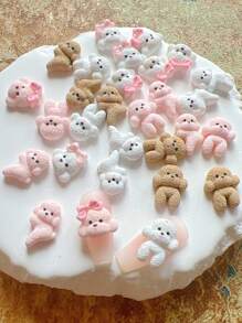 30 Pcs Cute Teddy Dog Shaped Resin Nail Art 3D Decorations