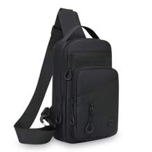 1 bolsa de peito leve para atividades ao ar livre, bolsa de ombro de grande capacidade, bolsa tiracolo versátil e moderna, bolsa mensageiro esportiva masculina, bolsa com zíper múltiplo e vários compartimentos, adequada para motocicleta, ciclismo, deslocamento diário, escola, viagens