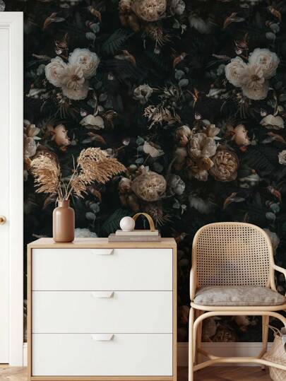Butterfly Bloemen Dark Self Adhesive Wallpaper, Peel Stick Waterproof Renovation Wand Sticker, Removable Beautiful Mural, Home ation, Art, 17.7in*6.5/9.8ft, Stickers Panels, Paper, Wallpapers, ation Items Refresh Your Home, Rama Birthday Graduation view 6