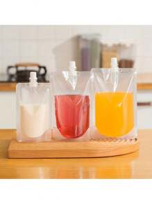 50 Stücke, transparente Düsenbeutel, Getränkeverpackungsbeutel, Sojamilch Saft Verpackungsbeutel, Plastikbeutel, Milchtee, frische Milch, selbststehender Verschlussbeutel