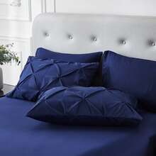 7 Pieces (Full/Queen/King) Elegant Bed In A Bag Comforter Set, Twin(5 Pieces),Stylish Solid Comforter, Soft Microfiber, Comfortable And Warm, Cloud-Like Soft Bedding Set, Bedroom Decor For Spring/Summer/Autumn/Winter, Ideal Gift - DarkBlue - 查看 7