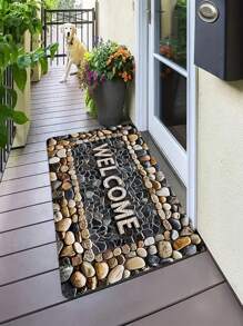 1/2pcs Welcome Home Pebble Printed Pattern Floor Mat - Non Slip Floor Mat, Suitable For Indoor/Outdoor Use, Perfect For Entranc Mats, Kitchen Mats, Laundry Room Mats, Bathroom Mats, Living Room Mats, Etc., Washable Area Mats