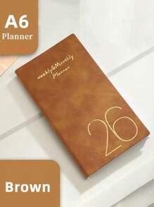 1pc/A6/2026 Planner, Portable Schedule Book, 365 Days Time Management Notebook, Weekly Planner, Daily Planner, Diary, Back To School, School Supplies, 2025-2026 Agenda