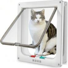 Cat Door For Screen Door, Flap Opening 8 X 10 Inches, Cat Door For Window Screen, Magnetic Self-Closing Small Pet Door For Sliding Door, Lockable, Black