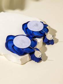 imoli 1 Pair Minimalist Versatile Spring/Summer Polyester Floral Pendant Earrings, Elegant & Romantic, Suitable For Daily Wear And Any Occasion, Perfect Gift