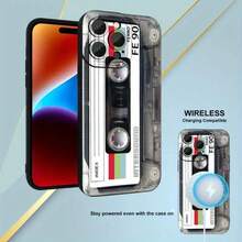 Vintage Tape Pattern Phone Case, Full Body Protect Decorative Phone Protector Cover, Phone Accessories Compatible With IPhone 11 12 13 14 Series - 黑色 - 查看 5