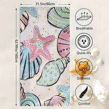 1 قطعة منشفة سميكة بنمط الصدف، منشفة من ألياف فائقة النعومة، منشفة شاطئ صيفية، حصيرة عشب، حصيرة يوغا، مناسبة للاستخدام في حمام السباحة والتخييم والسفر والشاطئ والوشاح