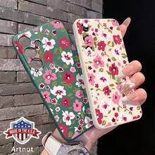 Funda de teléfono de TPU de borde recto compatible con Samsung Galaxy S23 Ultra S24 Plus S25 S22+, con patrón de paraíso de pétalos, protección contra caídas, a prueba de golpes, de silicona líquida suave para smartphone - Verde militar - Ver 2