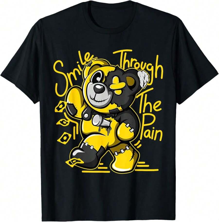 Retro Thunder Gamma Yellow Black White Match T-Shirt,100% Cotton, Unisex T-Shirt,S-XXXL - 黑色 - 查看 1