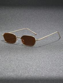 1 副多边形小框不锈钢复古时尚百搭街拍金属眼镜，高品质时尚返校时尚学院风