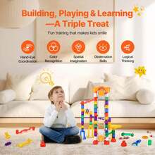 Marble Run Set, 153 PCS With Motorized Elevator, With 30 Plastic Marbles, Marble Maze Building Block Brain Game, Educational Learning Race Track STEM Toys, For Kids, Boys, Girls Ages 3 + Years - 153 PCS - View 4