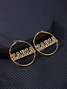 Niestandardowe kolczyki z imieniem Hollow Hoop dla kobiet i dziewcząt Personalizowane kolczyki ze stali nierdzewnej o średnicy 30-70 mm Minimalistyczna biżuteria na zamówienie Codzienne wakacje Impreza Odzież Najlepsze prezenty urodzinowe