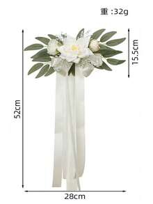 1pc Western Style Outdoor Venue Decor Chair Back Flower, Artificial Flower Decoration For Wedding Party, Plastic Satin Flower For Wedding Car Rearview Mirror, Door Handle, Aisle Decor, Bamboo Chair Fake Flower, Wedding Holiday Decor Boutonniere - Multicolor - View 5