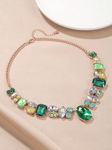 1pc Women Artificial Crystal Chain Necklace, Suitable For Formal Occasions