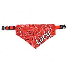 1pc Personalized Print Dog Bandana, Custom Adjustable Dog Collar Pet Saliva Towel Costume Necklace For Small Dogs, Colorful Vintage Cute Pet Gift For Anniversaries Birthdays Fall Decor Playful Design For Pet Lovers - Multicolor - View 20