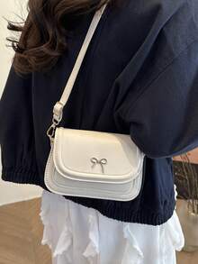 Túi đeo chéo mini nơ xinh xắn mới, túi đeo vai thời trang mùa hè sành điệu, túi vuông nhỏ dành cho nữ, thích hợp đi mua sắm, đi làm, túi nhỏ, dễ thương, nơ, Kawaii - Màu be - Xem 6