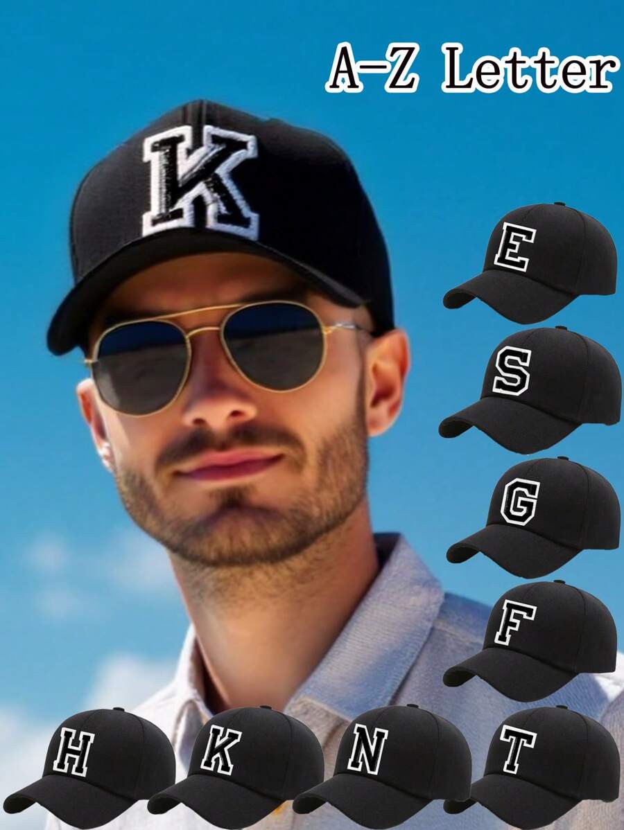 1PC Unisex A-Z Letter Embroidery Baseball Caps Outdoor Sport Adjustable Casual Hats Sunscreen Hat