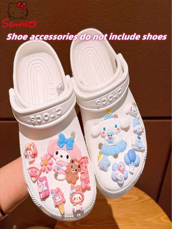 Sanrio 7/8 peças de pingentes de cadarço Sanrio, decoração fofa de desenho animado My Melody & Friends, adequado para tênis e sapatos de lona, Sanrio