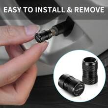 4pcs Tire Valve Caps, Valve Stem Caps For Toyo Ta Audi VW Benz BWM Nissan Hon Da Hyun Dai Kia For D And So On, Alloy Car Tire Caps For Corrosion Resistant Leak-Proof Car Accessories, Black