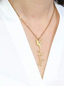 Individualisierte Tänzer Namenskette, personalisierte Gymnastik Namensplakette Kette für Frauen, Edelstahl Schmuck, Ballet Buchstaben Choker, Tanz Form Accessoires - tolles Geschenk für tanzende Freunde - Verschiedenfarbig - Übersicht 10
