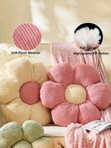 Flower Pillow,Christmas Decorative Flower-Shaped Pillow, Soft And Adorable Daisy Seat Cushion In Faux Rabbit Fur Material,Perfect For Winter Holiday Bedroom Decor, Sofa Accents, Bedding, And Other Home Furnishings,A Thoughtful Christmas Gift For Family And Friends